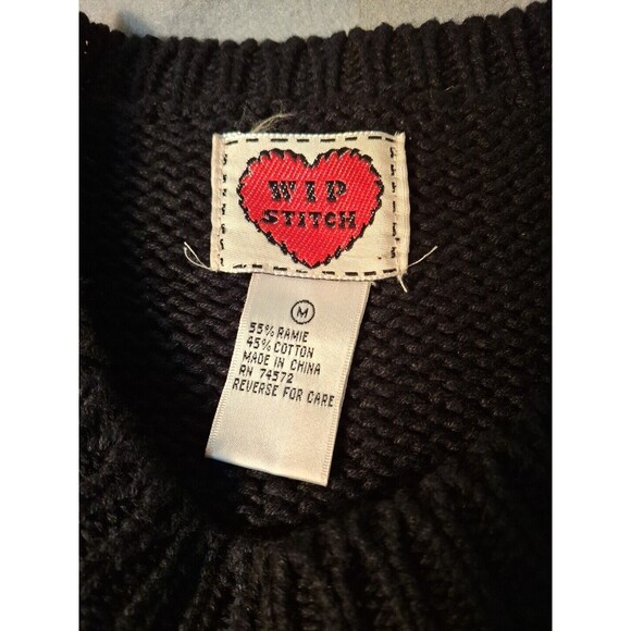 Vintage WIP Stitch Sweater  Womens Medium Ramie Cotton Blend Geometric Hearts - Picture 8 of 10